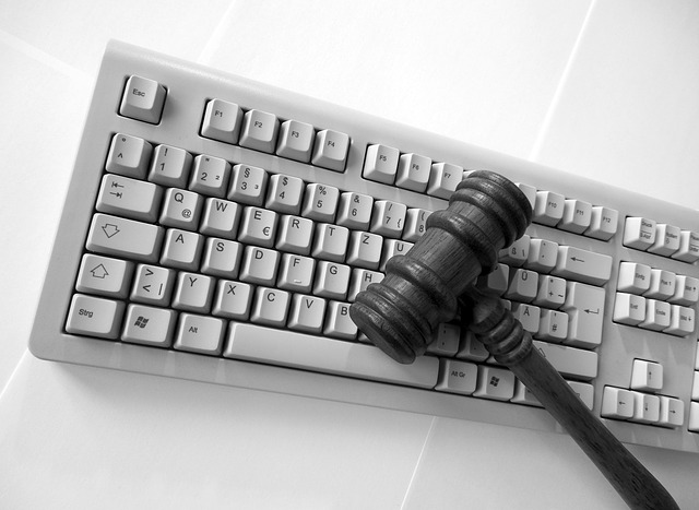keyboard with judge's gavel