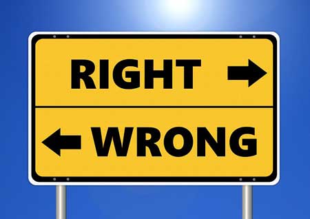 sign: right vs. wrong