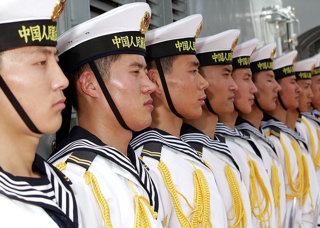 Chinese sailors lined up.
