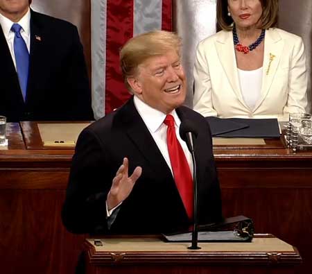 President Trump delivering his 2019 State of the Union address.