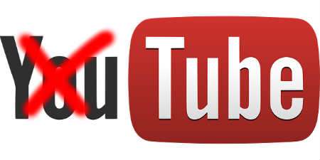 YouTube logo with "You" crossed out