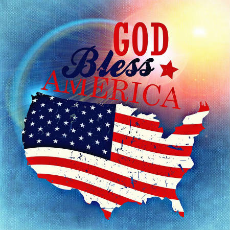 United States with flag and "God Bless America" phrase.